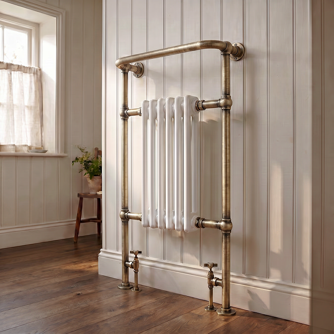 Chatsworth Traditional Heated Towel Rail Radiator - Antique Brass