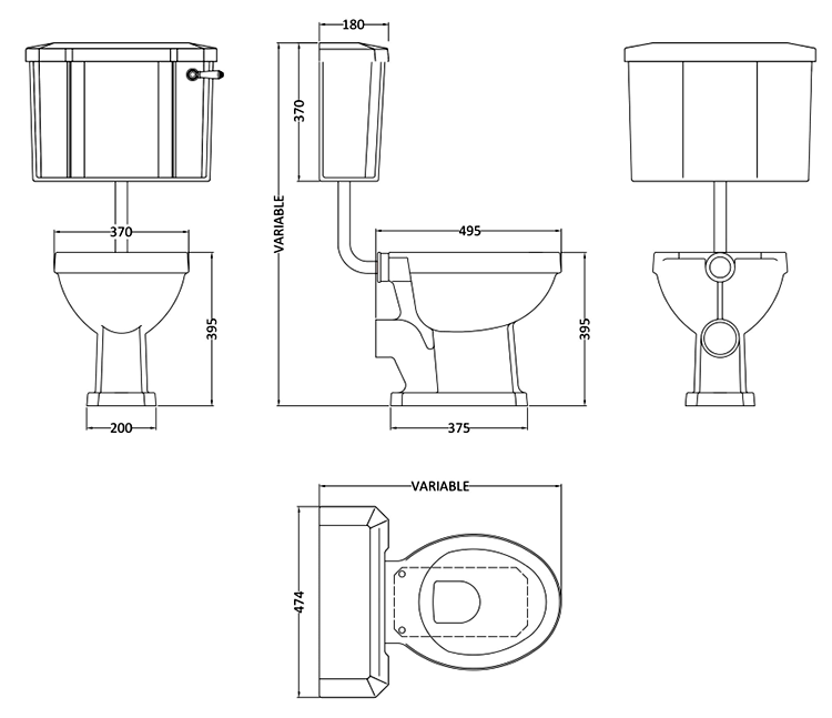 Trafalgar Traditional Low Level Toilet - Excludes Seat - Antique Brass