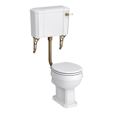 Chatsworth Traditional Low Level Toilet with Wall Brackets - Excludes Seat - Antique Brass