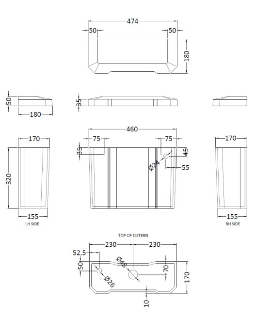 Chatsworth Traditional Low Level Toilet with Wall Brackets - Excludes Seat - Chrome