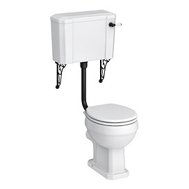 Trafalgar Traditional Low Level Toilet with Wall Brackets - Excludes Seat - Matt Black