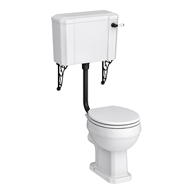 Trafalgar Traditional Low Level Toilet with Wall Brackets - Excludes Seat - Matt Black