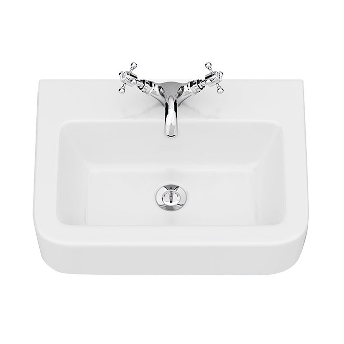 Chatsworth Traditional Natural Oak Semi-Recessed Vanity - 600mm Wide with Chrome Handles