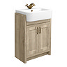 Chatsworth Traditional Natural Oak Semi-Recessed Vanity - 600mm Wide