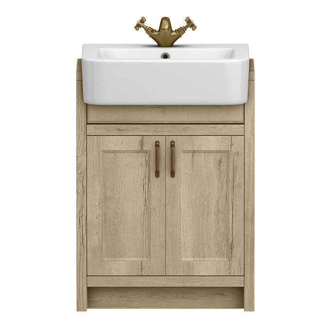 Chatsworth Traditional Natural Oak Semi-Recessed Vanity - 600mm Wide