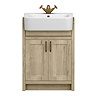 Chatsworth Traditional Natural Oak Semi-Recessed Vanity - 600mm Wide