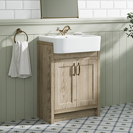 Chatsworth Traditional Natural Oak Semi-Recessed Vanity - 600mm Wide