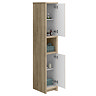 Chatsworth Traditional Natural Oak Tall Cabinet with Brushed Brass Handles