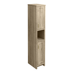 Chatsworth Traditional Natural Oak Tall Cabinet with Brushed Brass Handles
