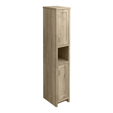 Chatsworth Traditional Natural Oak Tall Cabinet with Brushed Brass Handles