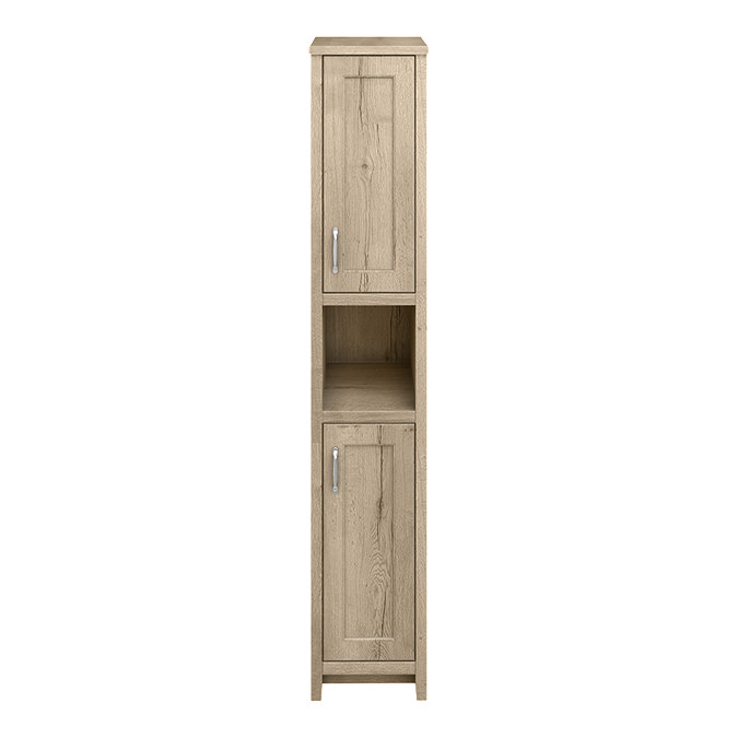 Chatsworth Traditional Natural Oak Tall Cabinet with Chrome Handles
