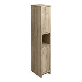Chatsworth Traditional Natural Oak Tall Cabinet with Chrome Handles