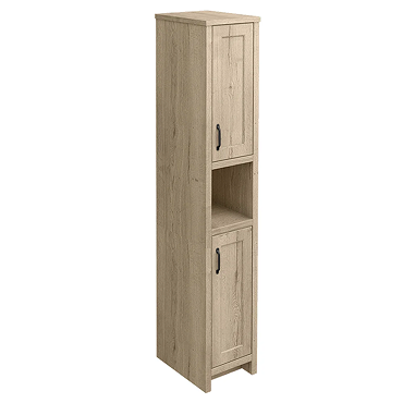 Chatsworth Traditional Natural Oak Tall Cabinet with Matt Black Handles