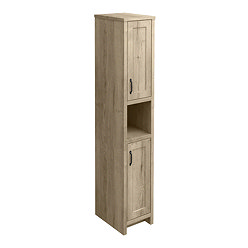 Chatsworth Traditional Natural Oak Tall Cabinet with Matt Black Handles
