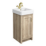 Chatsworth Traditional Natural Oak Vanity - 425mm Wide with Brushed Brass Handle
