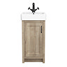Chatsworth Traditional Natural Oak Vanity – 425mm Wide with Matt Black Handle