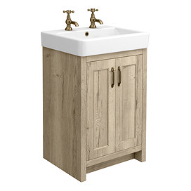 Chatsworth Traditional Natural Oak Vanity (560mm Wide - 2 Tap Hole)