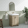 Chatsworth Traditional Natural Oak Vanity - 560mm Wide with Brushed Brass Handles