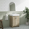 Chatsworth Traditional Natural Oak Vanity - 560mm Wide with Chrome Handles