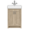 Chatsworth Traditional Natural Oak Vanity - 560mm Wide with Chrome Handles