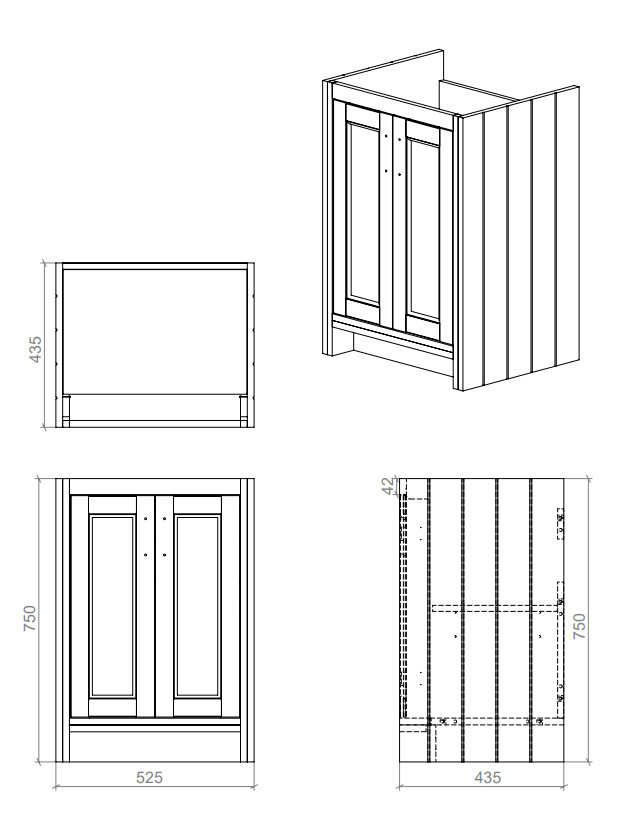 Chatsworth Traditional Natural Oak Vanity - 560mm Wide