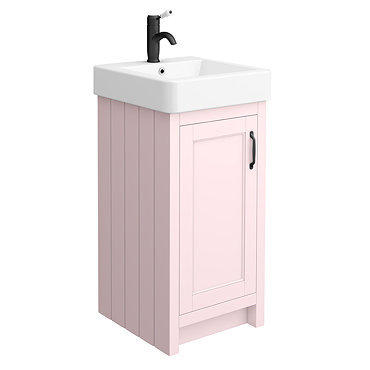 Chatsworth Traditional Pink Vanity - 425mm Wide with Matt Black Handle  Profile Large Image