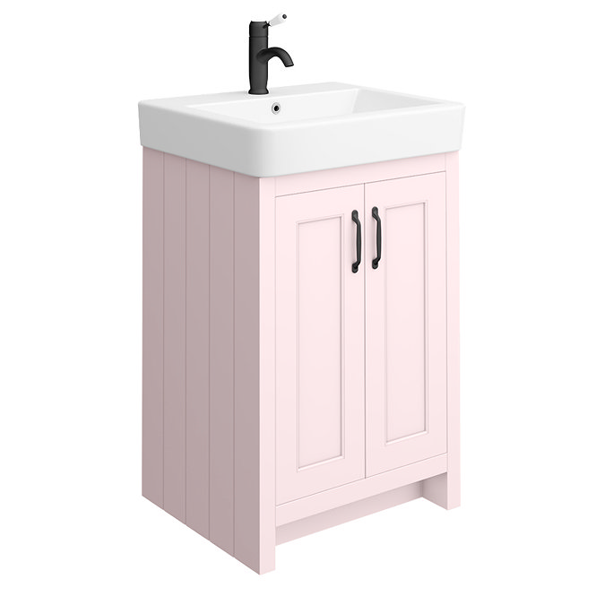 Chatsworth Traditional Pink Vanity - 560mm Wide with Matt Black Handles