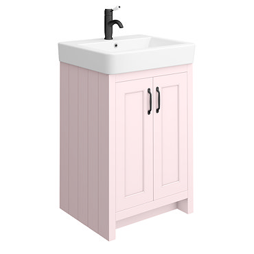 Chatsworth Traditional Pink Vanity - 560mm Wide with Matt Black Handles  Profile Large Image