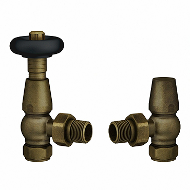 Chatsworth Traditional Rustic Brass & Black Thermostatic Radiator Valve - Energy Saving