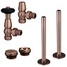 Chatsworth Traditional Thermostatic Angled Radiator Valve and Pipe Set Antique Copper