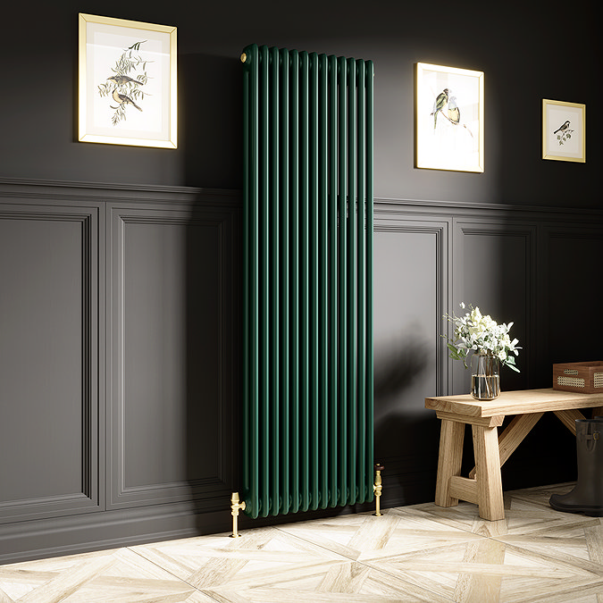 Chatsworth Traditional Thermostatic Angled Radiator Valve and Pipe Set Brushed Brass