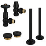 Chatsworth Traditional Thermostatic Angled Radiator Valve and Pipe Set Matt Black