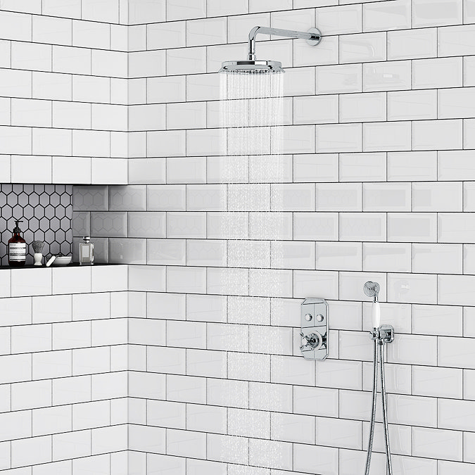 Chatsworth Traditional Twin Push-Button Shower Valve with 2 Outlets Profile Large Image