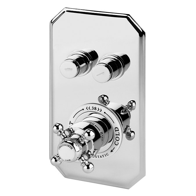 Chatsworth Traditional Twin Push-Button Shower Valve with 2 Outlets Large Image