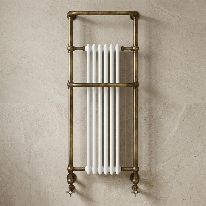 Chatsworth Traditional Wall Hung Heated Towel Rail Radiator - Antique Brass