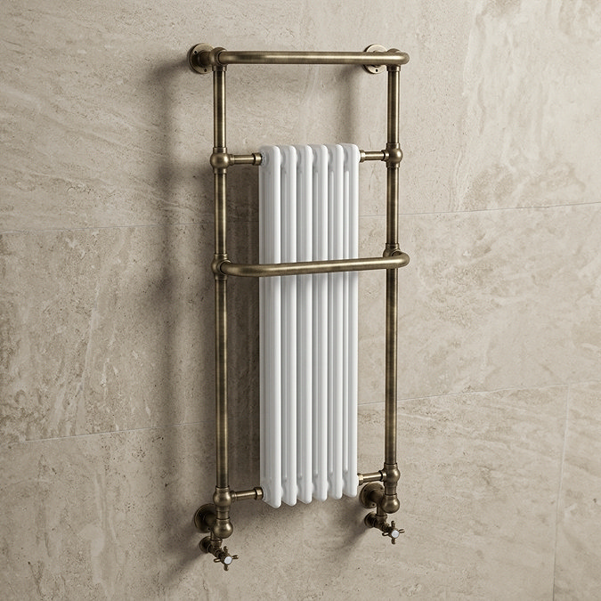 Chatsworth Traditional Wall Hung Heated Towel Rail Radiator - Antique Brass