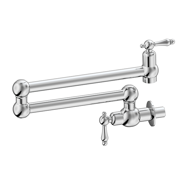 Chatsworth Traditional Wall Mounted Pot Filler Kitchen Tap - Chrome