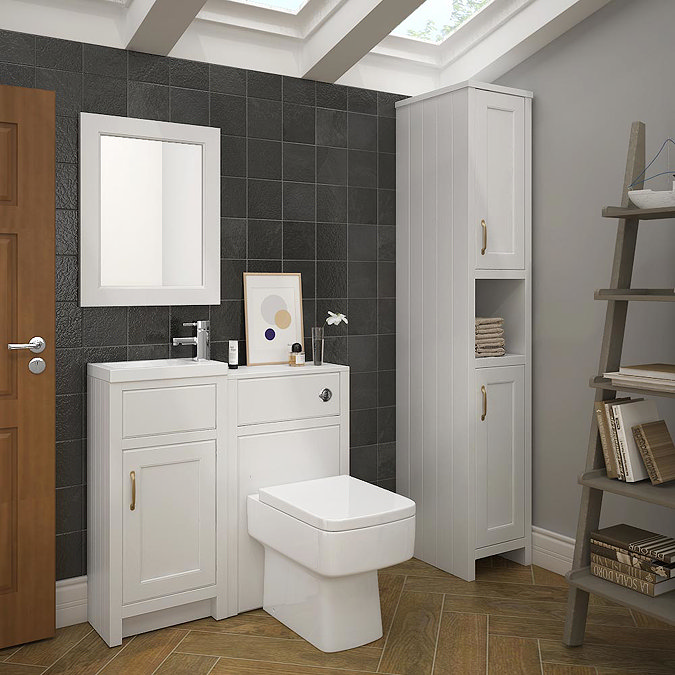 Chatsworth Traditional White 400mm Small Vanity with Brushed Brass Handle