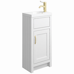 Chatsworth Traditional White 400mm Small Vanity with Brushed Brass Handle