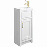 Chatsworth Traditional White 400mm Small Vanity with Brushed Brass Handle