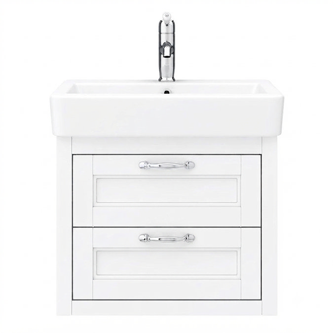 Chatsworth Traditional White 560mm 2 Drawer Wall Hung Vanity with Chrome Handles