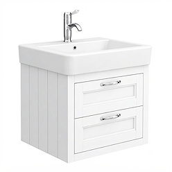 Chatsworth Traditional White 560mm 2 Drawer Wall Hung Vanity with Chrome Handles