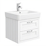 Chatsworth Traditional White 560mm 2 Drawer Wall Hung Vanity with Chrome Handles