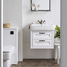 Chatsworth Traditional White 560mm 2 Drawer Wall Hung Vanity with Matt Black Handles