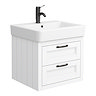 Chatsworth Traditional White 560mm 2 Drawer Wall Hung Vanity with Matt Black Handles