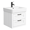 Chatsworth Traditional White 560mm 2 Drawer Wall Hung Vanity with Matt Black Handles