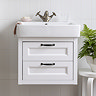 Chatsworth Traditional White 560mm 2 Drawer Wall Hung Vanity with Matt Black Handles