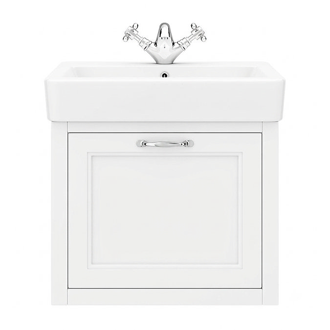 Chatsworth Traditional White 560mm Wall Hung Vanity with Chrome Handle