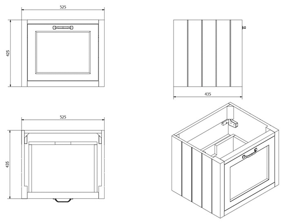 Chatsworth Traditional White 560mm Wall Hung Vanity with Chrome Handle