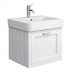 Chatsworth Traditional White 560mm Wall Hung Vanity with Chrome Handle